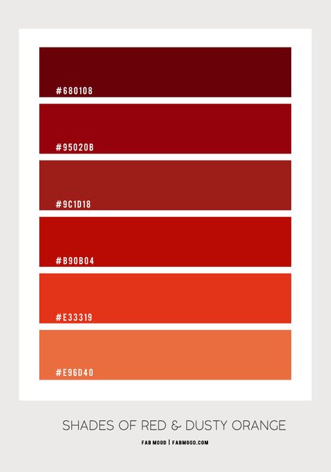 Orange And Red Palette, Color Red Palette, Chuuya Color Palette, Red Colour Palette Shades, Canva Color Palette Codes Red, Red Orange Palette, Pantone Red Shades, Red Shades Colour Palettes, Red Palette Color