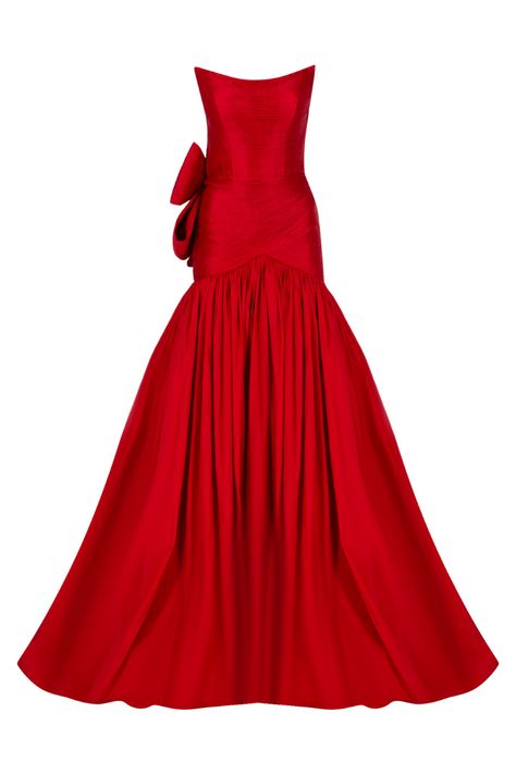 CAMERON RED BOW TROMPET GOWN | Tarık Ediz | CULT MIA Red Grown Dress, Red Accents Outfit, Solace London Dress, Red Gowns Elegant, Italian Wedding Guest Dress, Red Dress With Bow, Grown Dress, Turkey Wrap, Wedding Dress Red