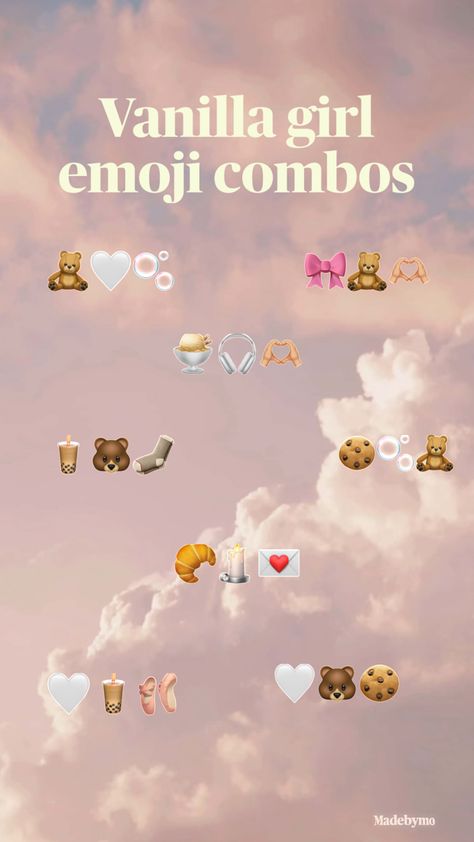 Aesthetic Emoji Combos, Aesthetic Emoji, Vanilla Aesthetic, Cute Emoji Combinations, Emoji Combos, Emoji Set, Girl Emoji, Clever Captions For Instagram, Instagram Captions Clever