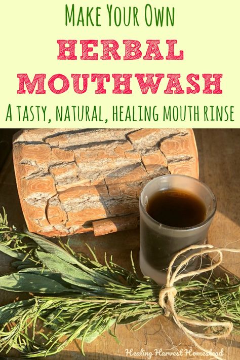 Here is a great natural recipe for homemade mouthwash made with natural herbs. Get rid of chemicals in your mouth, get healthy gums and teeth, plus some fresh breath! You'll love this herbal mouthwash! #mouthwash #mouth #health #herbal #natural #rinse #tincture #herb #useherbs #naturalmouthwash #gums #teeth #healthy #healthymouth Herbal Mouthwash, Mouthwash Recipe, Cooking With Turmeric, Homemade Mouthwash, Natural Mouthwash, Mouth Rinse, Natural Healing Remedies, Gum Care, Diy Remedies