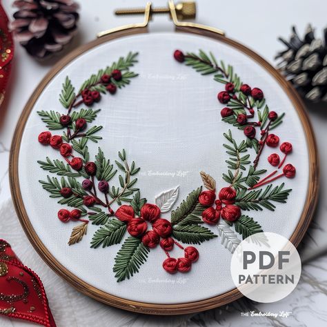 DESCRIPTION Ring in the new winter season with this classic Winter Wreath hand embroidery pattern! Get your hoop ready and let's stitch up some holiday magic with this delightful embroidery project! Happy stitching! This listing is for a digital PDF pattern, which includes: ~ Printable pattern scaled to fit 3" to 8" hoops ~ DMC color and stitch suggestions ~ Beginner's Guide to Hand Embroidery with a FREE sample pattern ~ Beginner's Guide available in English, Español, Français and Deutsch ~ Ref Embroidered Wreath Patterns, Christmas Hand Embroidery Designs, Christmas Flower Embroidery, Christmas Wreath Embroidery Pattern, Winter Embroidery Patterns Free, Embroidery Christmas Wreath, Free Christmas Embroidery Patterns, Christmas Wreath Embroidery, Holly Embroidery