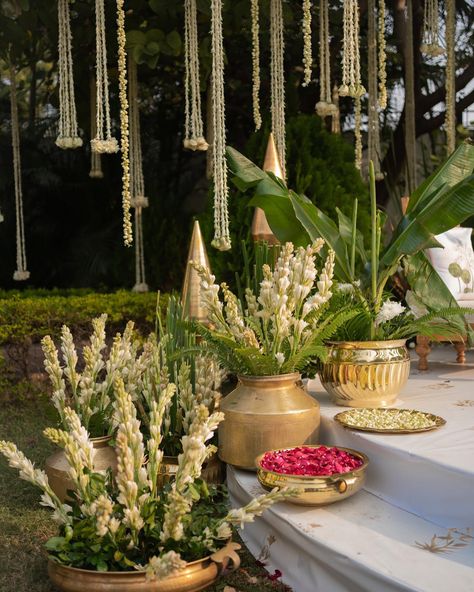 Home weddings are pure love ❤️ Especially when you are born and bought up right there! The feeling is truly nostalgic! This beautiful cozy setting that we got a chance to be a part of for Anahita and Karan was an out of the world experience… the aura, the vibe, the surrounding! When you decide to get married under the same Kachnaar tree in your ghar ka aangan that you once played under several years ago… the feeling hits different! Shaadi Wala Ghar! Anahita + Karan Bhopal Design, Decor ... Indian Home Wedding Decor, Wedding Decor South Indian, Vintage Indian Wedding Decor, Jasmine Wedding Decor, Diy Indian Wedding Decor Ideas, Modern Indian Wedding Decor, Engagement Decorations Indian At Home, Tamil Wedding Decor, Home Wedding Decorations Indian