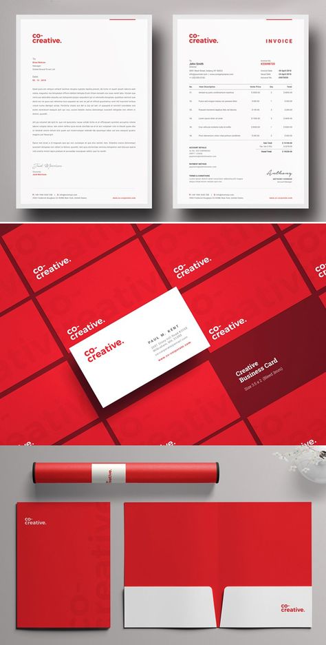 Corporate Identity - Creative Red Brand Identity, Red Branding Design, Stationary Design Branding, Red Stationary, Red Branding, Stationary Branding, Corporate Stationery, Corporate Id, Business Cards Layout