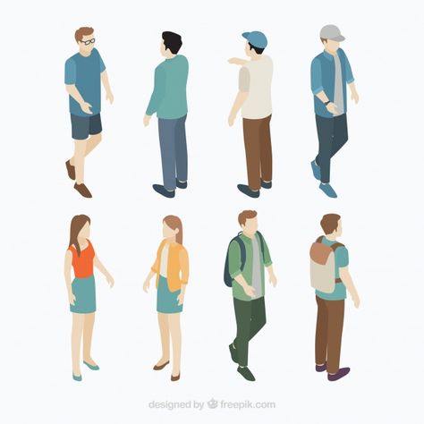 Isometric Entourage download link Croquis, Band Banner, Human Vector, Art Deco Illustrations, Low Poly Character, People Png, Isometric Drawing, Silhouette People, Architecture Collage