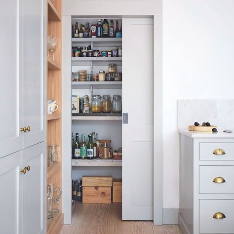 Pantry Storage Solutions, Walk In Pantry Ideas, Ideal Home Magazine, Store Cupboard, New Paint Colors, Painted Trays, Pantry Ideas, Chalkboard Wall, Diy Renovation