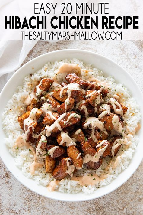 Easy Hibachi Chicken is just as good as your favorite Japanese restaurant but made at home in 20 minutes!  This tender and flavorful chicken dinner recipe will become a family favorite! Easy Hibachi Chicken, Easy Hibachi, Hibachi Recipes, Hibachi Chicken, Japanese Restaurant, Chicken Dinner Recipes, Dinner Recipe, Lunch Ideas, Chicken Dinner