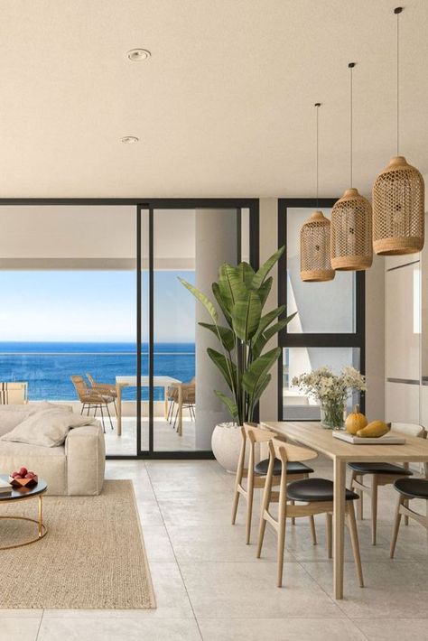 Sea Apartment Interior, Apartment Sea View, Sea Apartment, Miami Beach House, Beach Condo Decor, Sea View Apartment, Penthouse Interior Design, Penthouse Interior, Miami Condo