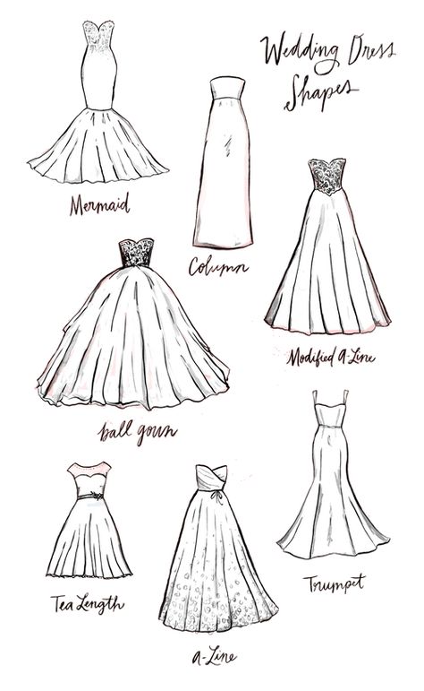 Dress Drawing Easy, Wedding Dress Shapes, Wedding Dress Drawings, Gown Drawing, Wedding Dress Sketches, Quince Dresses Red, Quince Dresses Pink, Fashion Drawing Sketches, Nature Fashion