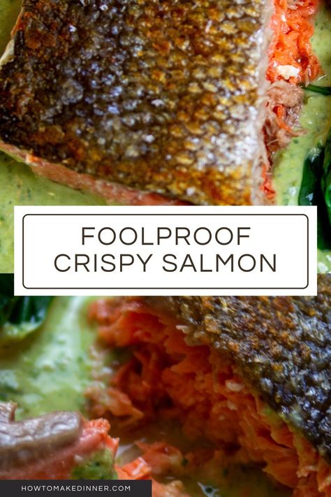 Crispy Skinned Salmon, Baked Salmon Crispy Skin, Crispy Salmon Skin Recipes, Crispy Skin Salmon Cast Iron, Crispy Oven Baked Salmon, Crispy Oven Salmon, Crispy Skin Salmon Air Fryer, How To Fry Salmon With Skin, Crispy Skin Salmon Recipes