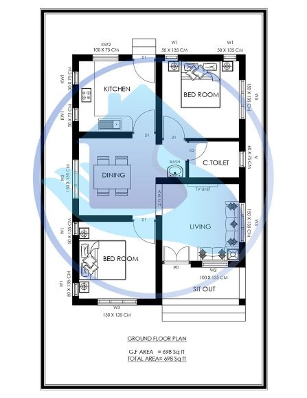 700 Square Feet Single Floor Contemporary Home Design 700 Sqft House Floor Plans, Single Floor House Design Indian, Single Floor Plan, Budget Home Design, Small House Design Kerala, Boundry Wall, Kerala Home Design, Square House Plans, Budget House Plans