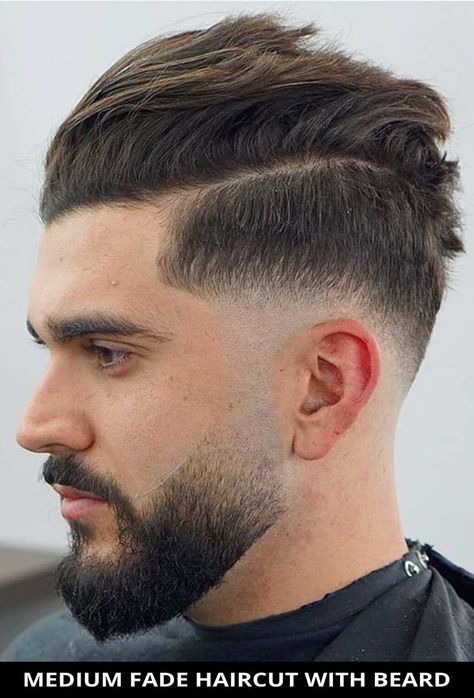 Cut your hair into this flattering medium fade haircut with beard if you need a fresh cut! Learn more about this look and see the rest of the 22 fantastic beard fade haircuts you'll see this year. // Photo Credit: @nik_hairdesign on Instagram Fade Haircut With Beard, Haircut And Beard, Faded Beard Styles, Drop Fade Haircut, Best Fade Haircuts, Drop Fade, Low Fade Haircut, Beard Styles Short, Beard Haircut