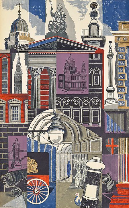 Edward Bawden, Transport Art, London Transport Museum, Transportation Poster, Postal Vintage, Abstract City, London Transport, City Illustration, Gcse Art