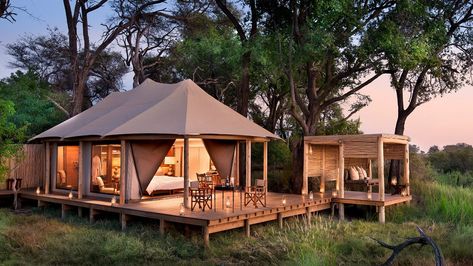 4 Luxury African Safaris that Redefine Glamping - The Manual Tents Camping Glamping, Luxury African Safari, Zelt Camping, Safari Camp, Safari Vacation, Chobe National Park, Glamping Resorts, Large Tent, Okavango Delta