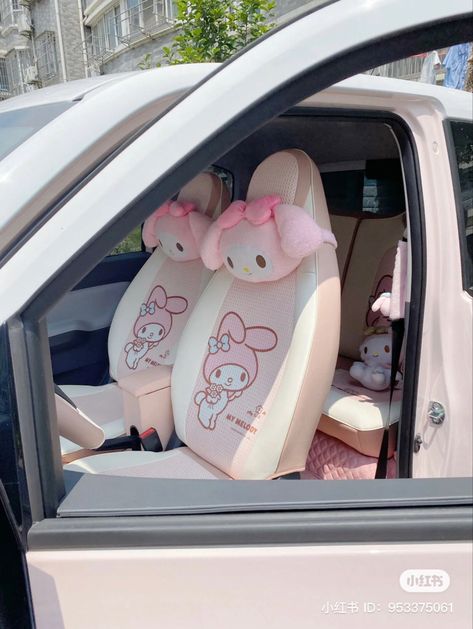 My Melody Car Accessories, Sanrio Car Interior, Kawaii Car Interior, Vehicles Aesthetic, Sanrio Car, Hello Kitty Car Accessories, Pink Car Accessories, Hello Kitty Car, Best Car Seats