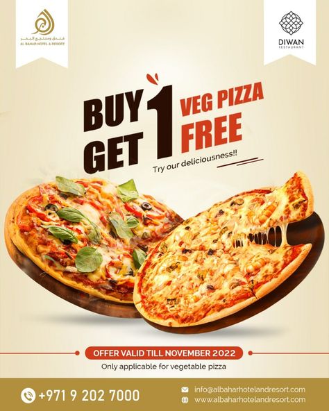 Pizza Buy 1 Get 1 Free, Pizza Offers Ads, Pizza Offer Poster, Pizza Promotion Ideas, Veg Food Poster, Buy 1 Get 1 Free Design Poster Food, Buy One Get One Free Creative Ads, Pizza Flyer Design Ideas, Pizza Poster Creative