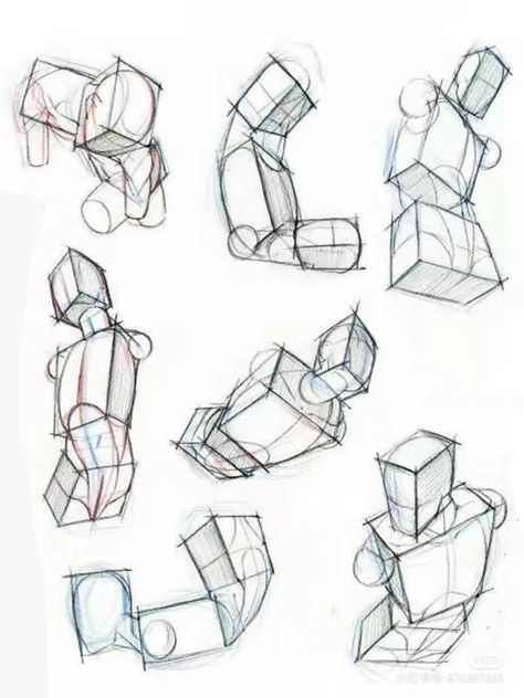 Torso Drawing Practice, Body Structure Drawing Poses, Shapes For Anatomy, Box Method Drawing, Body Structure Drawing Anatomy Reference, Body Structure Drawing, Some Drawings, Perspective Drawing Lessons, Anatomy Tutorial