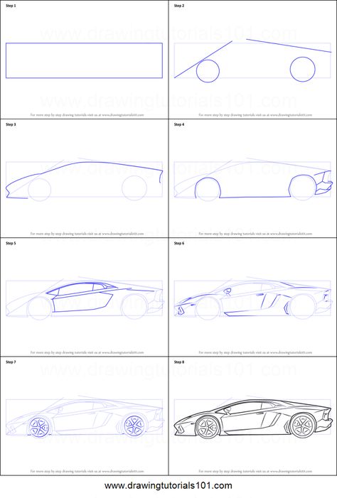 How to Draw Lamborghini Centenario Side View printable step by step drawing sheet : DrawingTutorials101.com Lamborghini Drawing Step By Step, How To Draw A Lamborghini, Interior Design Drawings For Beginners, How To Draw A Car, Simple Car Drawing, Car Drawing Pencil, Car Drawing Easy, Side View Drawing, Lamborghini Centenario