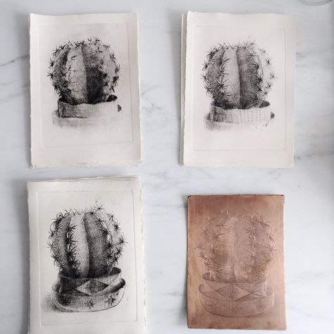 3 stages of the the copper plate, Etching, Dry Point Copper Plate Etching, Intaglio Printmaking, Plate Drawing, Dry Point, Printmaking Projects, Drypoint Etching, Copper Engraving, Etching Prints, Linocut Art