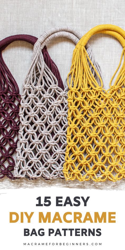 Did you know it’s super easy to make your own gorgeous Macrame bag? Luckily, it only takes a few basic knots to get started. Here are 15 easy to follow Macrame DIY tutorials and patterns to inspire your next Macrame fashion project! #macrame #macrameforbeginners #macramebag #fiberart Easy Diy Macrame, Macrame Fashion, Basic Knots, Macrame Bags, Winter Yoga, Free Macrame Patterns, Macrame Plant Hanger Patterns, Macrame Knots Tutorial, Macrame Purse