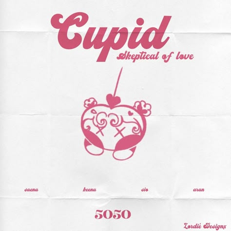 cr. if inspo is taken 💭 #fiftyfifty #cupid Cupid 5050, Cupid Fifty Fifty Album Cover, Cupid Album Cover, Cupid Fifty Fifty, Cupid Aesthetic, Pink Graphics, Magazine Layout Inspiration, Typo Poster, Fifty Fifty