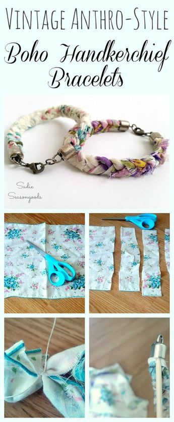 Anthro Style, Boho Jewelry Diy, Vintage Jewelry Diy, Shabby Chic Stil, Shabby Chic Boho, Anthropologie Style, Style Shabby Chic, Vintage Handkerchief, Diy Bracelets Easy