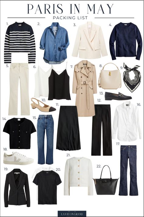 What To Pack For Paris, French Wardrobe Basics, Paris In May, Pack For Travel, What To Wear In Paris, Parisian Outfits, Capsule Wardrobe Women, Parisian Women, Capsule Wardrobe Outfits