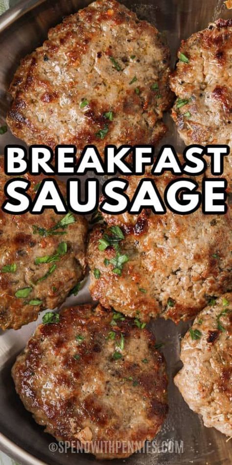 Learn how to make Breakfast Sausages with this easy recipe! Make them into patties or links for a savory breakfast entree. #spendwithpennies #breakfastsausages #recipe #breakfast #homemadebreakfastsausages #seasoning #howtomake #links #patties #easy Copycat Bob Evans Sausage Recipe, Best Breakfast Sausage Recipe, Homemade Pork Breakfast Sausage Recipes, Homemade Turkey Sausage Recipes, Homemade Chicken Breakfast Sausage, Seasoning For Breakfast Sausage, Homemade Turkey Breakfast Sausage, Pork Breakfast Sausage Seasoning, Homemade Sausage Patties