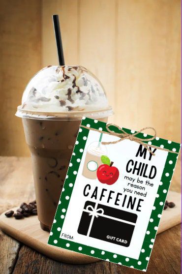 Caffeine Tag for Teachers- Back to School- Teacher Gift- Gift Card Tag #coffeetag #teachergift #daycare Survival Kit Gifts, Nice List Certificate, Survival Kit For Teachers, Printable Valentines Day Cards, Drink Tags, Appreciation Thank You, Teacher Cards, School Teacher Gifts, Teacher Christmas