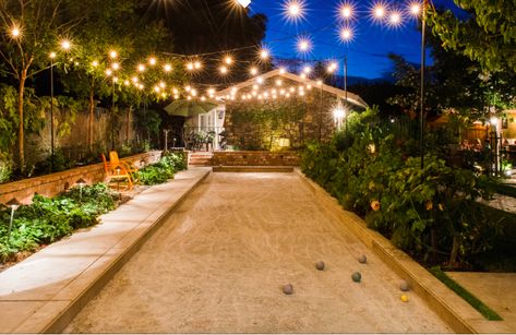 Trampoline Landscape Ideas, Bocce Court Backyard, Sport Bar Design, Bar Design Ideas, Napa Style, Bocce Ball Court, Bocce Court, Sport Bar, Custom Backyard