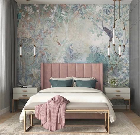 Room Wallpaper Designs, Wallpaper Design For Bedroom, Pink Bedroom Design, Bed Design Modern, Master Bedrooms Decor, Easy Home Decor, Wallpaper Bedroom, Aesthetic Bedroom, My New Room