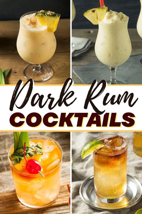 Dark Rum Cocktail Recipes, Dark Rum Drinks Recipes, Dark Rum Drinks, Summer Rum Drinks, Rum Drinks Easy, Summer Rum Cocktails, Rum And Lemonade, Dark Rum Cocktails, Rum Drinks Recipes