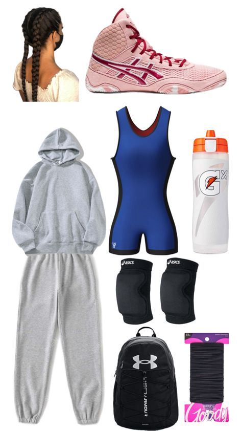 Wrestling fit Wrestling Practice Outfit, Wrestling Practice, Sporty Girl Aesthetic, Wrestling Headgear, Wrestling Outfits, Sporty Girl, Wrestling Shoes, Practice Outfits, Sporty Girls