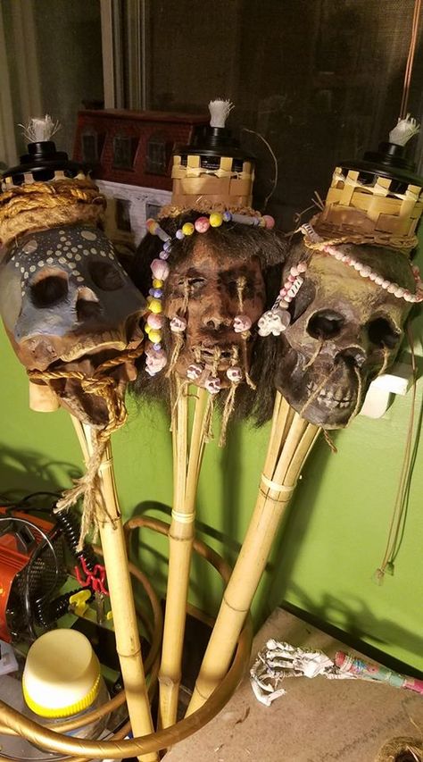 Halloween Tiki Decorations, Voodoo Themed Halloween Decorations, Voodoo Party Theme, Scary Swamp Halloween, Voodoo Halloween Decorations Diy, Haunted Tiki Halloween, Voodoo Bayou Halloween, Voodoo Swamp Halloween, Bayou Halloween Decor