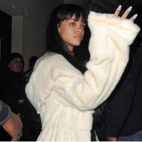 Maddy Denley on Instagram: “Girl crush forever though.” Rihanna, Fur Coat, A Woman, White