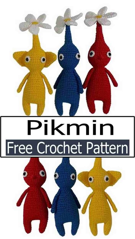 Crochet Pikmin Amigurumi Crochet Sprite Free Pattern, Crochet Pikmin Pattern, Crochet Pikmin Pattern Free, Fortnite Crochet Patterns, Junimo Crochet Pattern Free, Pikmin Crochet Pattern Free, Silly Crochet Patterns, Tetris Crochet, Pikmin Crochet