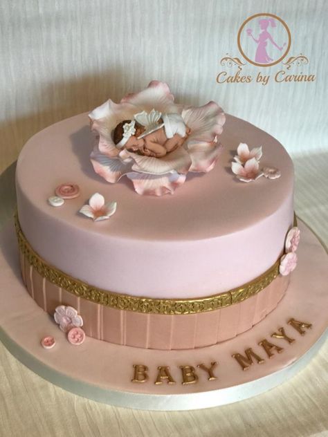 Newborn Cake Ideas, Pink Cake For Baby Girl, Flower Baby Shower Cake, New Baby Cakes Girl, Cake For Newborn Baby Girl, Baby In Bloom Cake, Welcome Baby Cake, Baby Cake Design, Welcome Baby Girl Cake Ideas