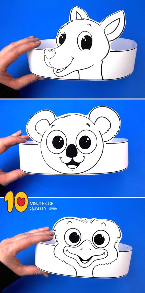 Paper Crowns - Australia Australian Wildlife Week Activities, Australia For Preschoolers, Australia Day Crafts For Kids, Outback Vbs Crafts, Australia Day Crafts For Toddlers, Australia Crafts For Toddlers, Australia Crafts Preschool, Australia Art Projects For Kids, Australia Projects For Kids