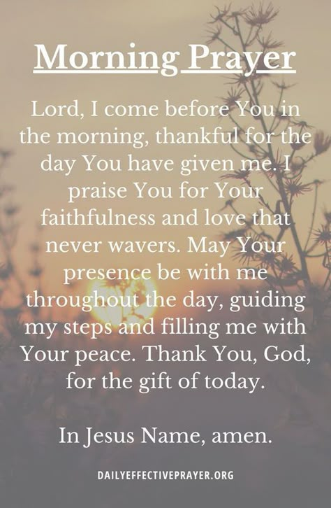 Experience the tranquility of morning prayers. Delve into these spiritual morning prayers to find peace, solace, and divine guidance as you embark on your day. Learn more at DailyEffectivePrayer.org. Prayers For The Morning, Morning Prayers To Start Your Day, Todays Prayers, Daily Prayers Mornings, Powerful Morning Prayers, Spiritual Morning, Divine Inspiration And Prayers, Intercession Prayers, Inspirational Morning Prayers