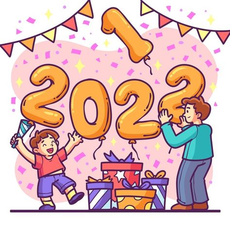 Happy New Years Drawing, New Year Celebration Drawing, Happy New Year Drawing For Kids, New Year Drawing For Kids, New Year Drawings, Happy New Year Painting, Newyear Drawing, Happy New Year Drawing, Happy New Year Illustration