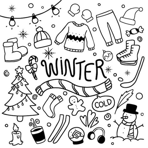 Winter Doodles, Doodle Google, Calendar Doodles, Christmas Fonts Free, Winter Drawings, Ipad Painting, Christmas Doodles, Simple Line Drawings, Christmas Fonts