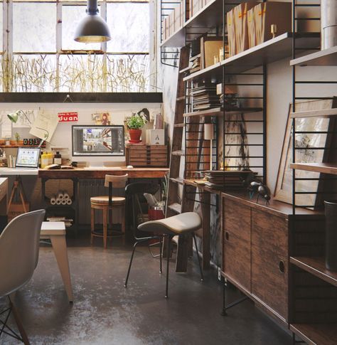 Industrial Office Space, Industrial Studio, Design Studio Workspace, Apartment Loft, Gravity Home, Art Studio Room, Artist Loft, Art Studio At Home, Studio Room