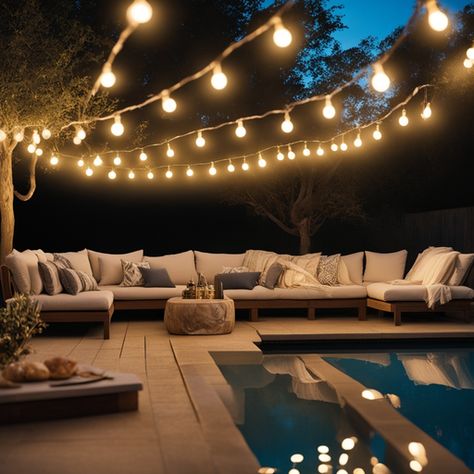 17 Exquisite Outdoor Furniture Ideas for a Poolside Paradise - It's The Decor Pool Patio Furniture Layout, Pool Deck Seating Ideas, Pool Area Furniture Ideas, Outside Pool Area Ideas, Pool Furniture Ideas, Poolside Decorating Ideas, Outdoor Pool Decor, Pool Deck Decorations, Pool Patio Furniture