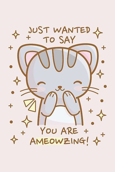 Mood Drawing, Cat Pun, Cheer Up Quotes, Punny Cards, Cat Puns, Unique Stickers, Doodle Design, Cat Doodle, Cute Inspirational Quotes