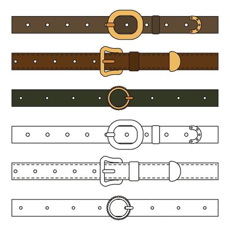 Leather belts cartoon set isolated on wh... | Premium Vector #Freepik #vector #leather-belt #belt #buckle #gold-shape Accessories Design Sketch, Cute Dog Collars, Flat Sketches, Custom Dog Collars, Framed Embroidery, Framed Cross Stitch, Baby Embroidery, Puppy Collars, Fashion Illustration Sketches