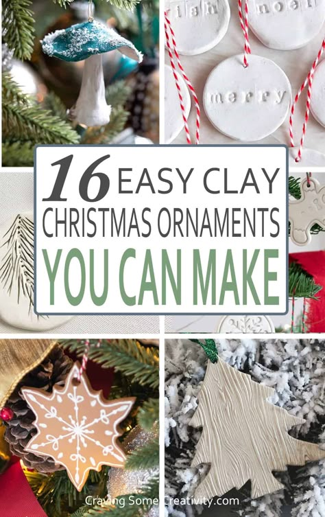 Spread festive cheer with these DIY Clay Ornament Ideas you can make! Simple techniques to mold, paint, and personalize handmade Christmas ornaments using simple clay and common craft supplies. Make Clay Christmas Ornaments, How To Make Ceramic Ornaments Diy, Plaster Of Paris Christmas Ornaments, Clay Pottery Christmas Ornaments, Homemade Clay Ornaments Recipe, Best Clay For Ornaments, Christmas Crafts Air Dry Clay, Small Clay Ornaments, Clay Christmas Decorations Air Dry