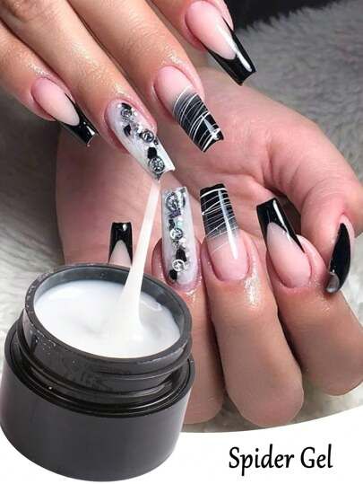 Spider Gel Nails, Nail Spider, Line Drawing Painting, Nail Art Gel Polish, Spider Gel, Line Nail Art, Nail Art Gel, Lines On Nails, Latest Nail Art