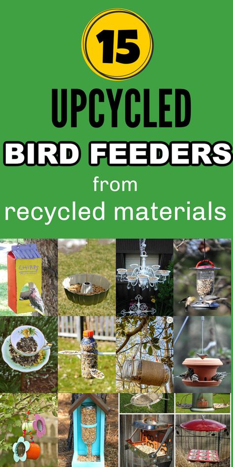 A list of diy recycled bird feeders that use different materials like tin cans, plastic bottles, wine bottle, clay flower pot, milk or juice carton, vintage teacup, muffin pen. These homemade recycled crafts are great family activities to make with kids during a spring, summer, fall or winter day. A fun way to upcycle recyclable materials that would otherwise end up in the trash. Diy Birdfeeders Homemade How To Make, Recycle Crafts For Kids, Recycled Bird Feeders, Milk Carton Bird Feeder, Milk Bottle Diy, Bird Feeders For Kids To Make, Make A Bird Feeder, Bird Feeder Craft, Milk Cartons