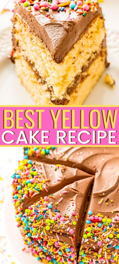 Best Yellow Cake Recipe, Homemade Yellow Cake Recipe, Old Fashioned Cake, Homemade Yellow Cake, Yellow Butter Cake, Moist Yellow Cakes, Yellow Cake Recipe, Cakes To Make, Nutella Cake