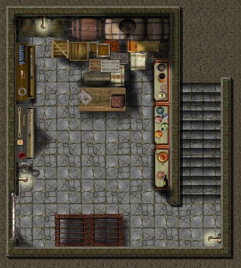 Dnd Basement Map, Dnd Modern Map, Dnd Room Map, Basement Battlemap, Dnd Basement, Modern Battle Map, Basement Storage Room, Dnd Room, Pathfinder Maps