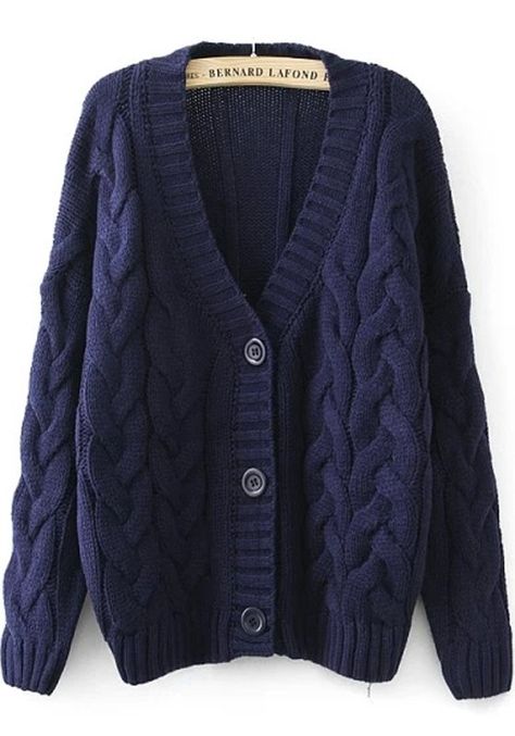 Navy Blue Geometric Buttons Long Sleeve Cardigan - Sweaters - Tops Burberry Fashion, Knit Sweater Coat, Navy Blue Cardigan, Fashion Week Spring 2020, Group Ideas, Victorian Costume, Blue Long Sleeve Tops, Fried Dough, Women Halloween